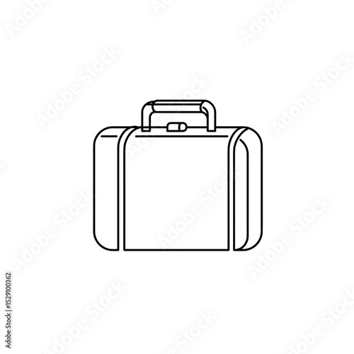 Line drawing of a suitcase with handle in minimalistic style  