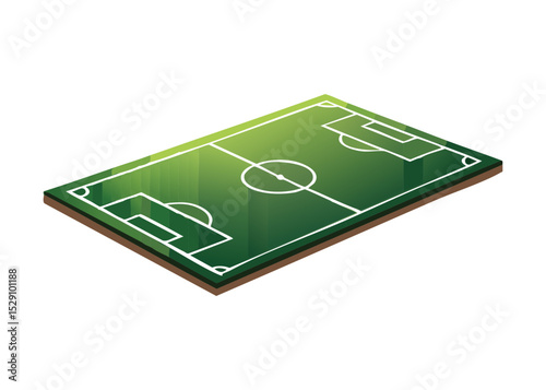 Bright Isometric Soccer Field Illustration