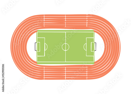 Top Down Stadium Orange Running Track