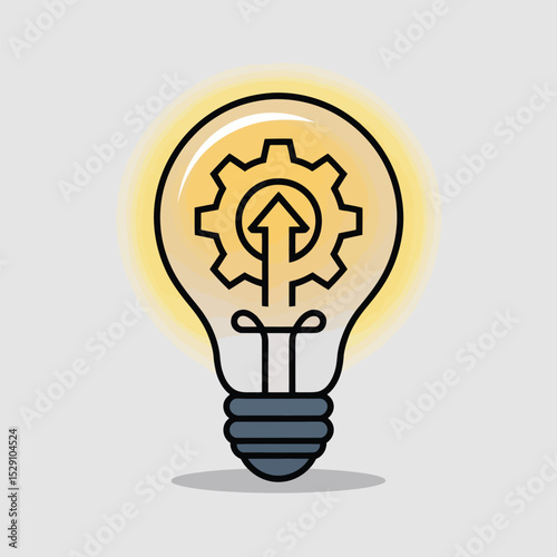 Bright idea gear upward innovation concept