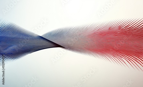 Abstract intertwined lines of blue and red on a light background
