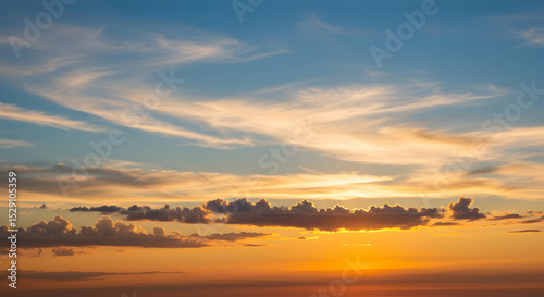 Stunning sunset sky vibrant colors cloudscape nature scenic landscape background wallpaper amazing view golden hour picturesque horizon photo