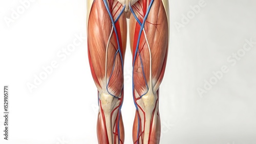Anatomical Illustration of Horizontal Thigh Section with Vastus, Adductors, and Hamstrings
