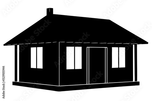 Simple black silhouette of a small house