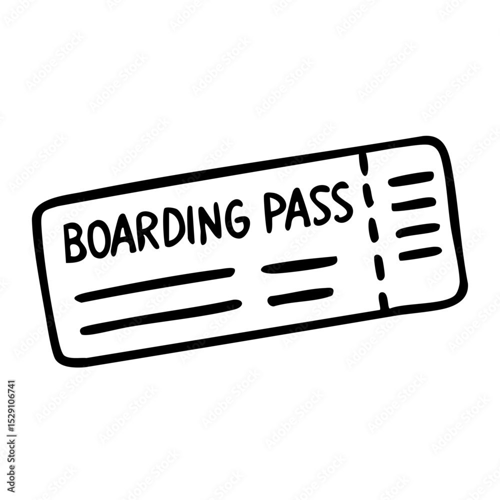 Obraz premium 航空券 線画 手書き