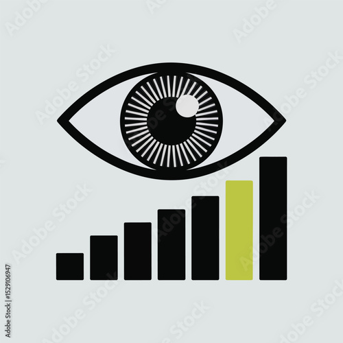 Eye watching business growth chart increase