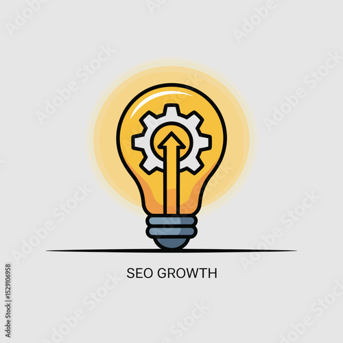 Seo growth strategy idea lightbulb illustration