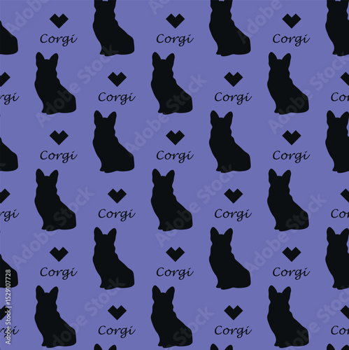 Corgi with heart seamless pattern.