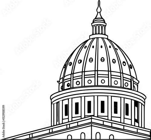 Architectural Pinnacle: An impressive architectural design, showcasing a detailed dome with intricate patterns, offers a study in lines, shadows, and grandeur. A captivating piece for design, decor.
