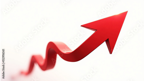 A red arrow wiggles upward, indicating growth or positive trend. This could be used for illustrations about success, progress, or market trends.

