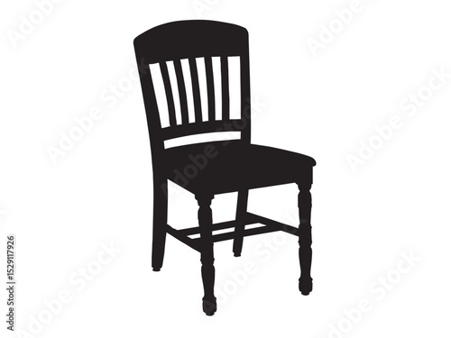 Vector isolated one single simple chair colorless black and white outline silhouette shadow shape stencil solid black