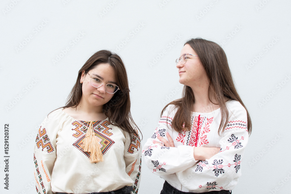 Two young women in traditional ukrainian vyshyvanka Two young women in traditional ukrainian vyshyvanka