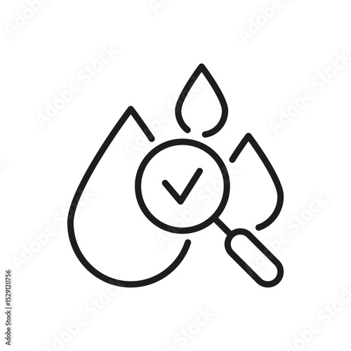 Water Quality Check Line Icon. Water Purity Testing And Safety Assurance Outline Symbol. Environmental Monitoring And Health Protection. Editable Stroke. Isolated Vector Illustration