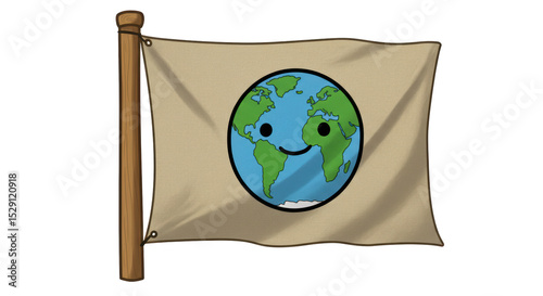 Isolated World Flag with smiling face