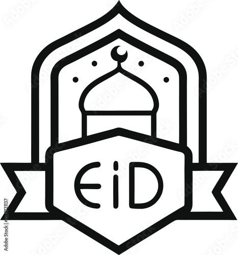 Eid Mubarak Outline: Festive Badge

