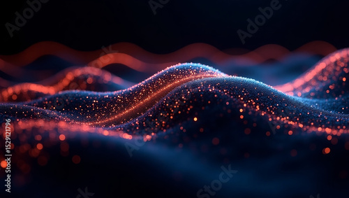 Abstract blue and red waves glow with light. This image is likely being uploaded to a stock photography site.

