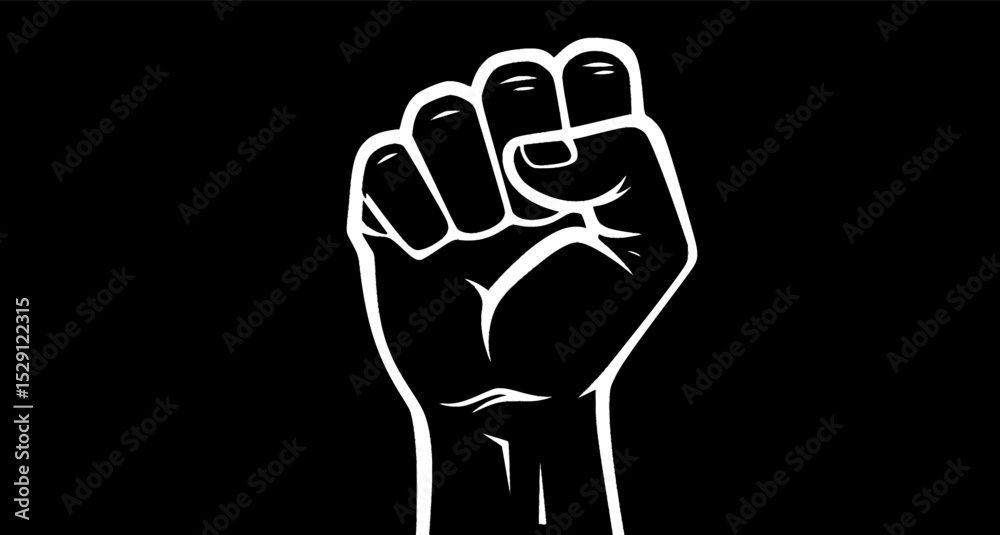 Obraz premium Black fist symbol representing solidarity, unity, defiance, or resistance, empowerment