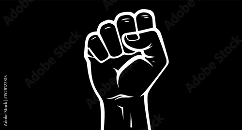 Black fist symbol representing solidarity, unity, defiance, or resistance, empowerment