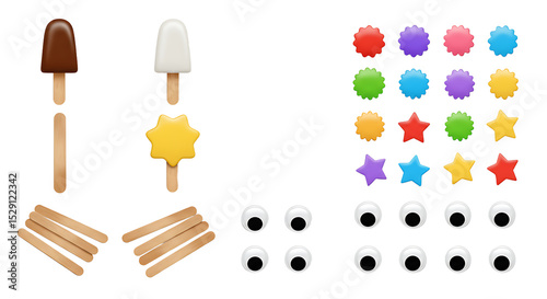 Popsicle making components colorful illustration