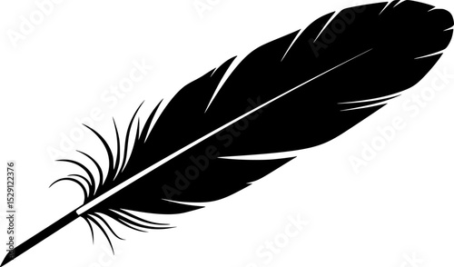 
Elegant black feather illustration, simple design with white background, artistic representation