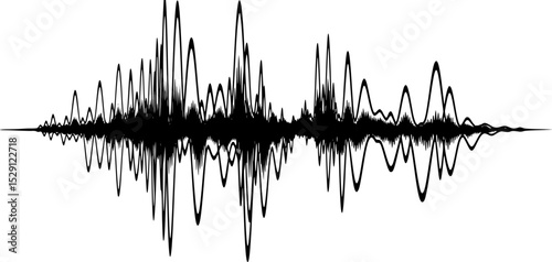 Abstract black waveform vector illustration on white background conveying sound patterns
