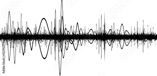 Abstract black waveform vector illustration on white background conveying sound patterns
