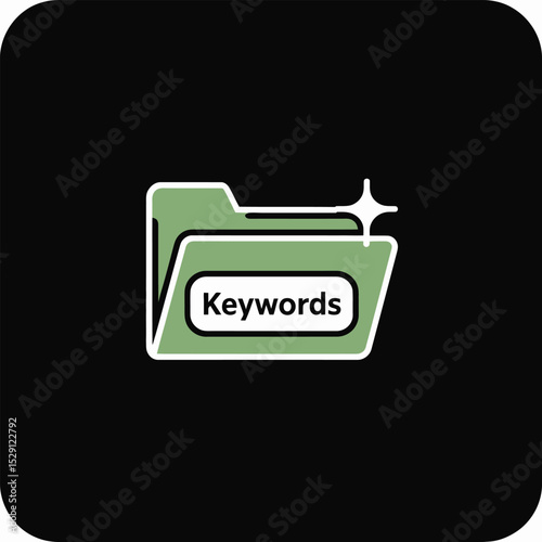 Green keywords folder icon on black background