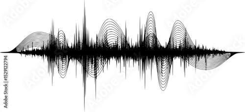 Abstract black waveform vector illustration on white background conveying sound patterns
