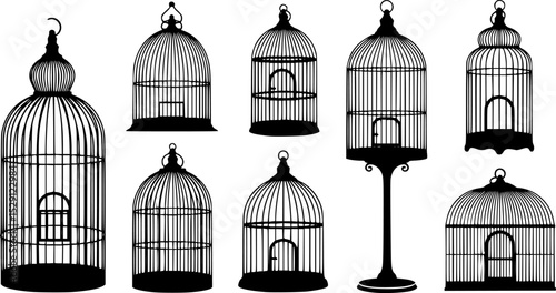 Collection of Six Vintage Style Birdcages in Varied Shapes and Designs
