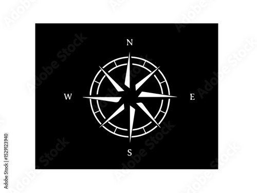 compass and map on black background