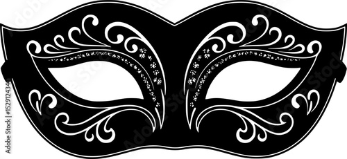 Elegant black masquerade mask isolated on white for mysterious carnival
