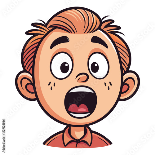 Create a cartoon head with comically wide eyes, open mouth, and exaggerated eyebrows expressing extreme surprise and shock.