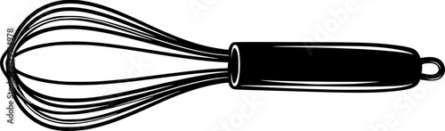 Black and white whisk illustration for cooking and baking preparation

