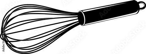 Black and white whisk illustration for cooking and baking preparation
