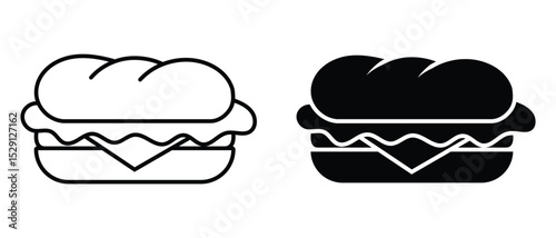 Sandwich icon vector design, Minimalist Delight Sandwich line and silhouette icon, Sandwich Logo Icon with Simple Concept. Perfect for Sandwich template in white background. Vector illustration.