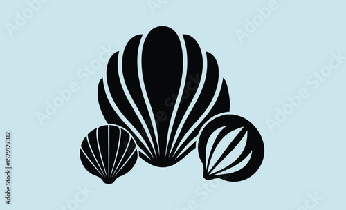 marine shell silhouettes,   vector various Seashell silhouettes 