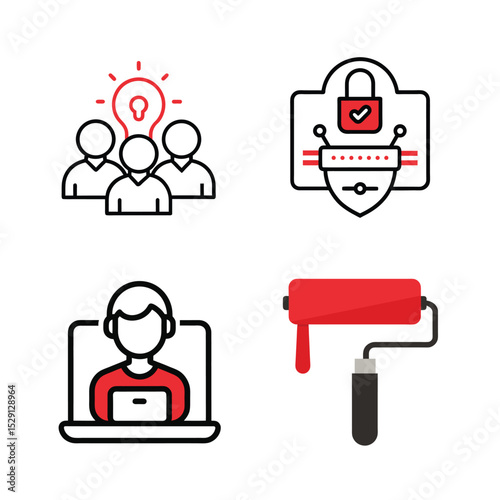 4 business icon vector set on white background