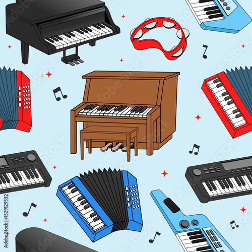 Seamless pattern of Music Instrument Element