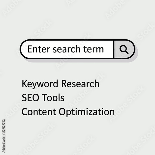 Search bar graphic for keyword research seo tools and content optimization