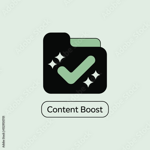 Content boost icon folder checkmark approved