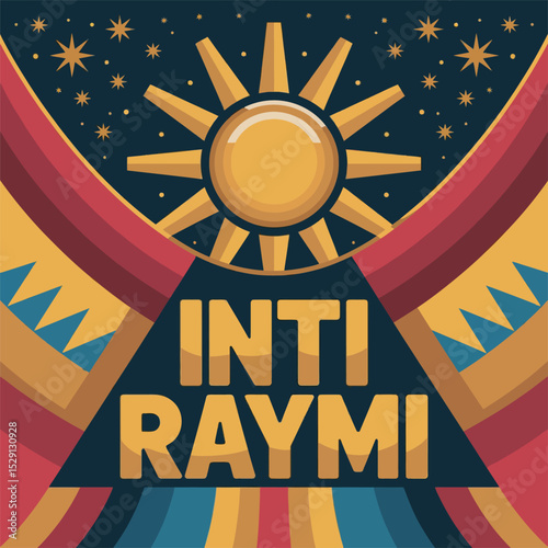 Colorful Inti Raymi Sunset Celebration with Inca Motifs