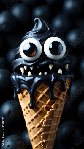 Spooky Black Ice Cream Cone A Creepy Cute Halloween Treat