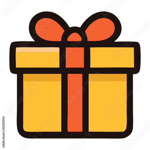 Gift box icon perfect for holiday designs, greeting cards, and festive presentations, representing surprise, joy, and giftgiving celebrations.