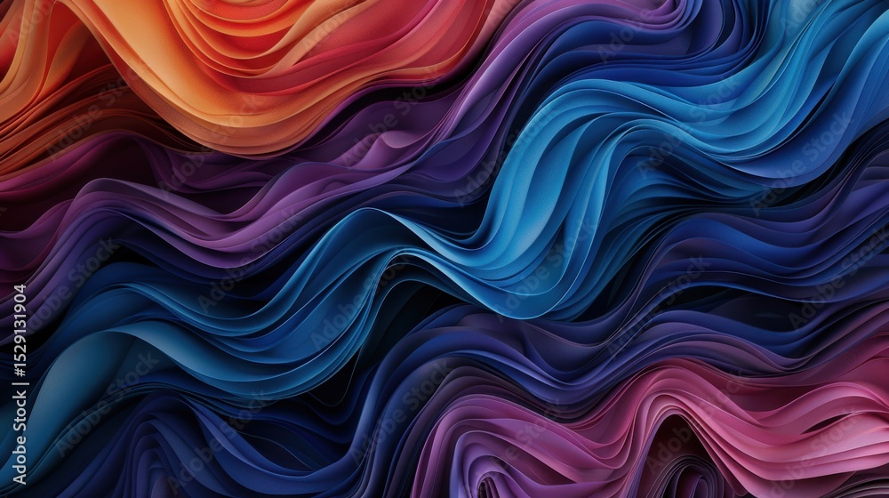 Obraz premium An abstract representation of flowing fabric waves in vibrant colors, showcasing the beauty of texture and movement in a stunning visual composition of art and design.