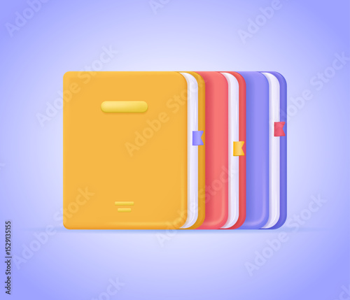 Stack of colorful books for education and reading, graduation and knowledge concept in 3d vector illustration. Isolated vector icon.