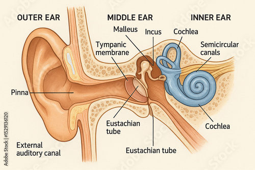 Illustration anatomy human ear