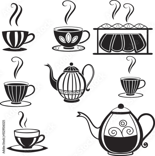 Elegant teacup illustration high resolution vector graphic