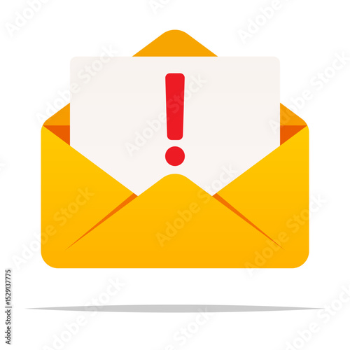 Mail with exclamation letter vector isolated illustration