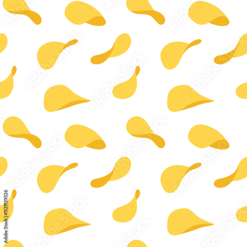 Seamless pattern of potato chips for packaging, fast food design and decorative use. Vector illustration.