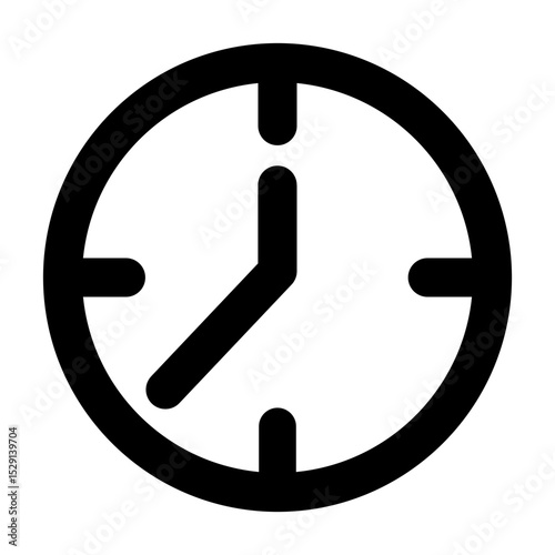 Clean and modern line vector icon of a clock, representing business themes. Perfect for mobile apps, infographics, UI/UX designs. This scalable SVG is ideal for digital or print projects.